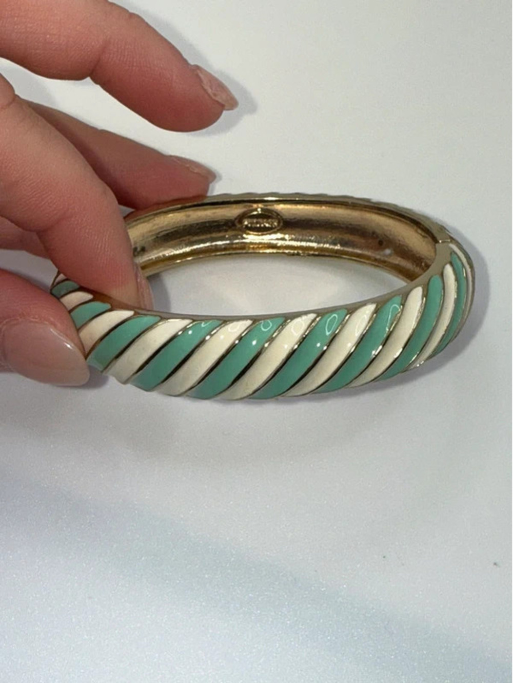 Fornash turquoise + ivory striped bangle
